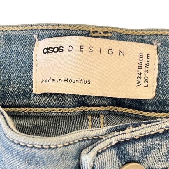 ASOS Mid Rise Jeans NEW Plus Sz 16 Waist 34 Women Stretch Ankle Med Wash Blue - Picture 3 of 8